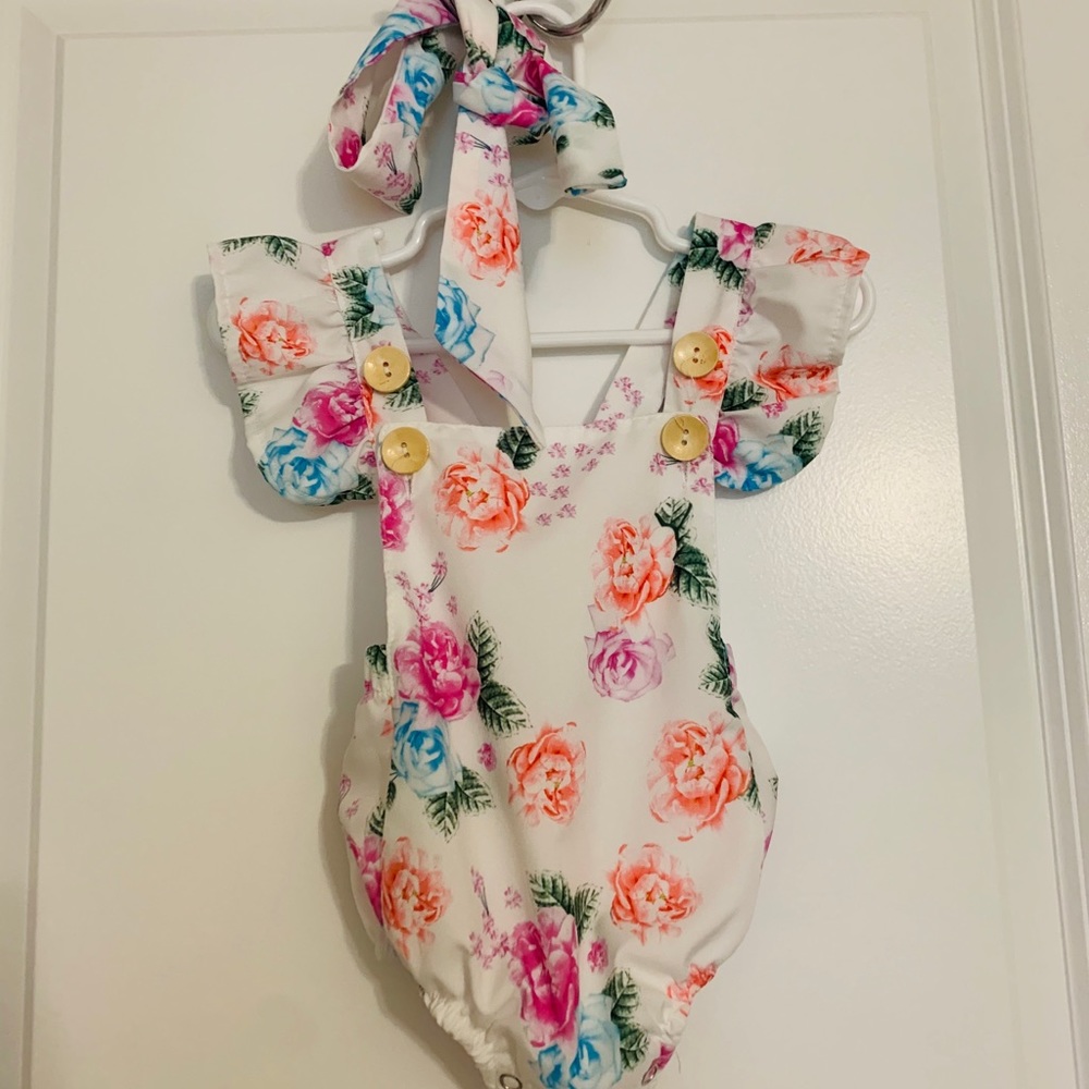 Floral Romper w/ Headband Sz 80 (12-18m)